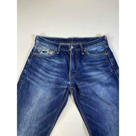 Levis 513 Jeans Mens Blue 32x29 Slim Straight Stretch Medium Wash Faded - Picture 3 of 10